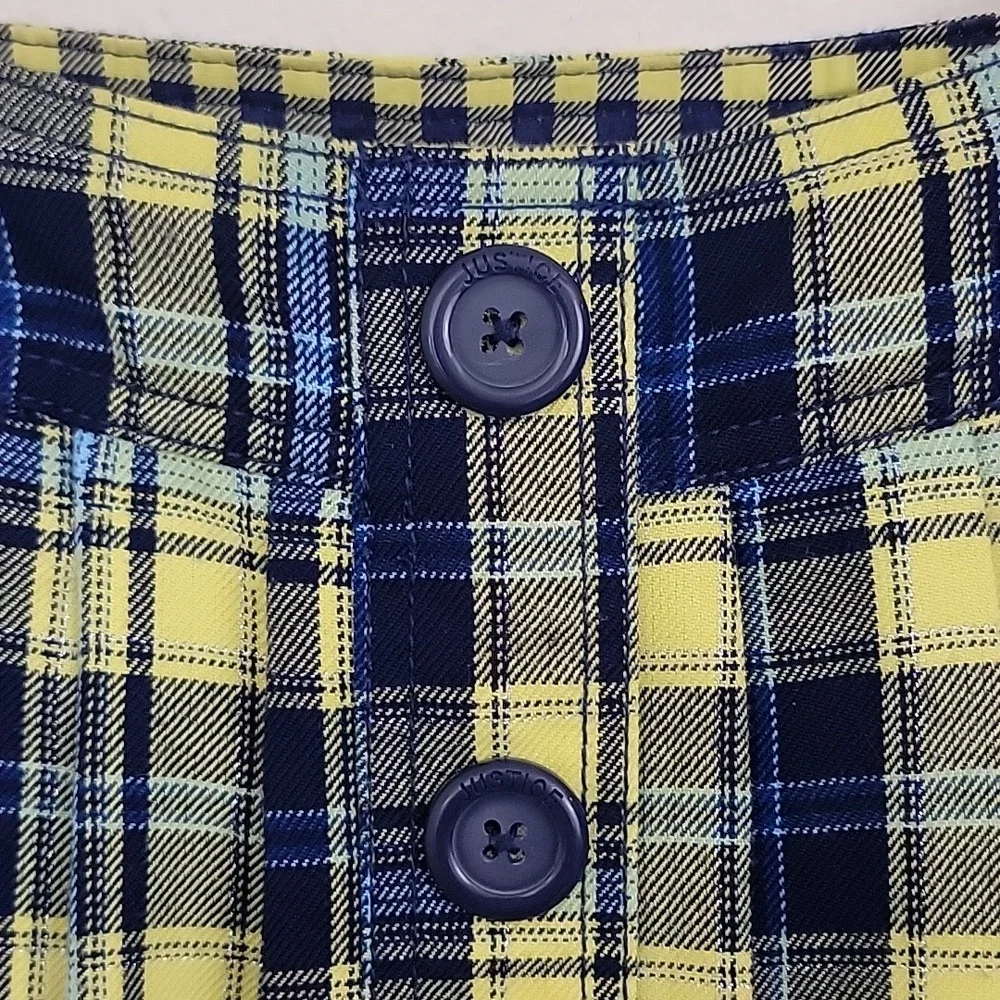 Justice Blue & Yellow Plaid Flannel Skorts Girls 14